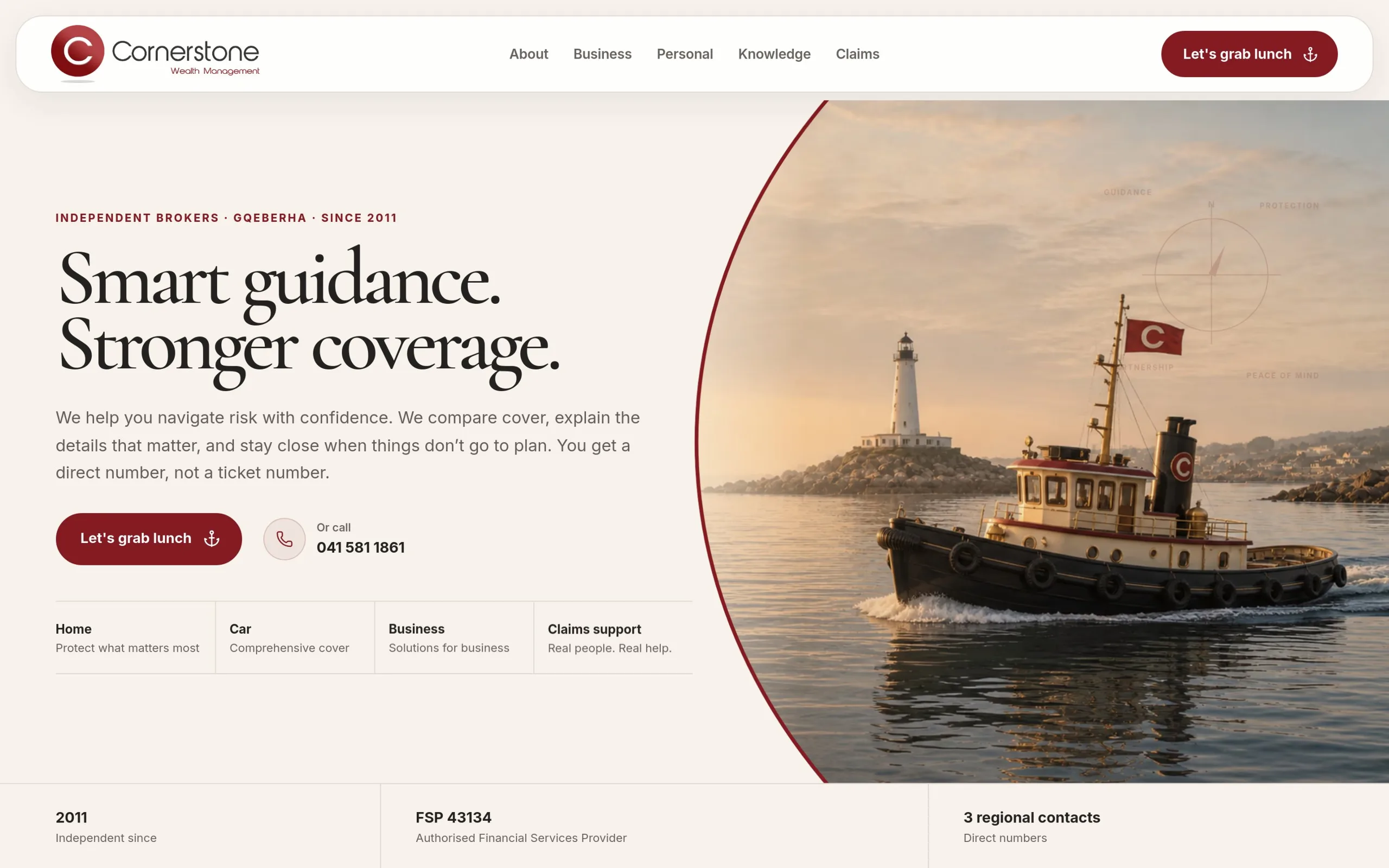 A screenshot of the www.cornerstonewealth.co.za website